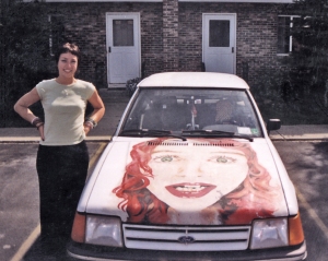 Karen and her Tori car, 1999